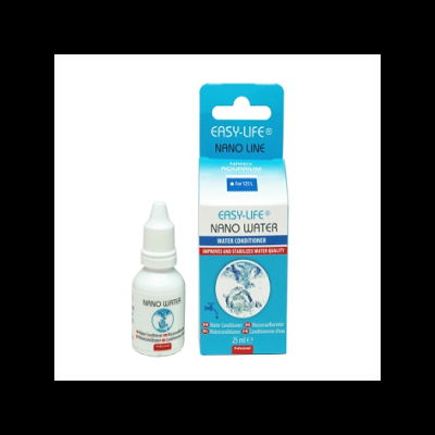 Frasco de Easy-Life Nano Water e sua caixa azul para condicionamento de água