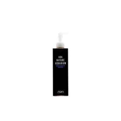 Frasco preto retangular com doseador branco e rótulo ADA Nature Aquarium