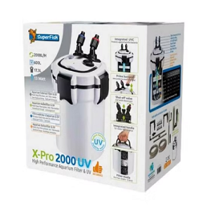 Filtro aquário SuperFish X-Pro 2000 UV com embalagem branca