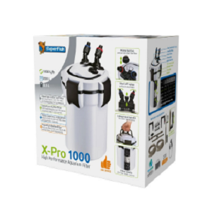 Caixa do filtro para aquário SuperFish X-Pro 1000 branco e preto com instruções