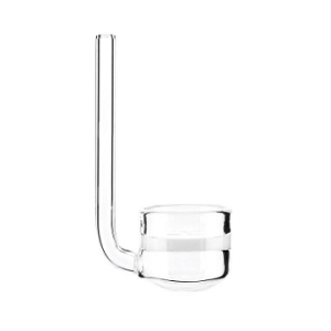 Copo cilíndrico transparente com tubo vertical em vidro