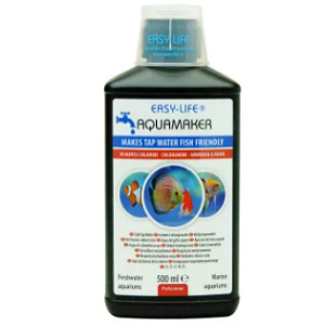 Frasco do produto líquido Easy-Life Aquamaker para aquários, 500 ml, rótulo azul e branco.