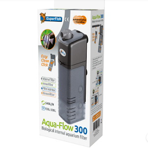 Filtro interno biológico para aquário Aqua-Flow 300 da SuperFish cinza em embalagem branca