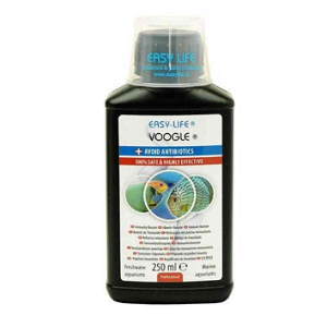 Frasco preto de 250 ml Easy Life Voogle para aquários com tampa transparente e rótulo branco colorido