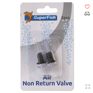 Válvulas anti-retorno Air Non Return Valve da SuperFish em embalagem branca e cinza