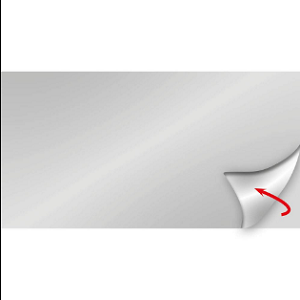 Autocolante metálico prateado com canto dobrado