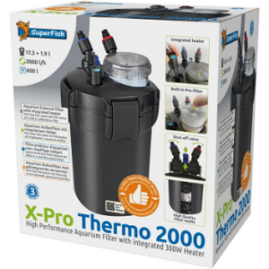 Filtro para aquário X-Pro Thermo 2000 com aquecedor integrado na embalagem