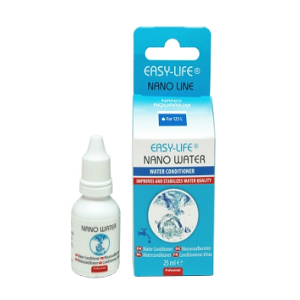 Frasco de Easy-Life Nano Water e sua caixa azul para condicionamento de água