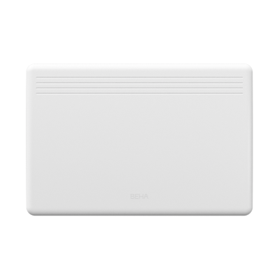 Painel branco retangular com linhas horizontais e texto BEHA