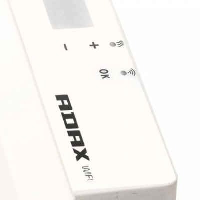 Dispositivo branco ADAX WiFi com botões e ícones de conectividade