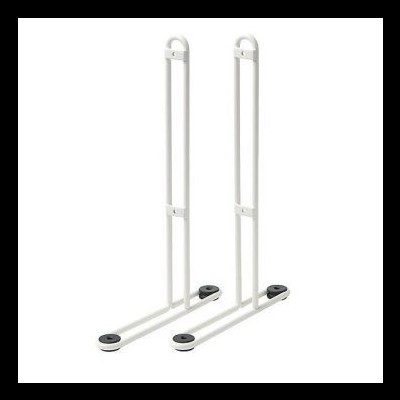 Estrutura de suporte ou pé ajustável branco em metal com base em U e apoios pretos