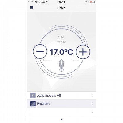 Interface digital de controlo de temperatura de cabine com botões + e -