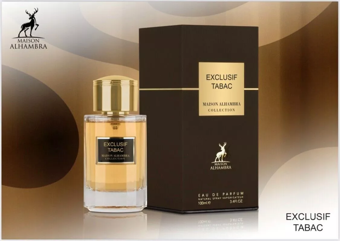 Frasco e embalagem de perfume Exclusif Tabac da Maison Alhambra
