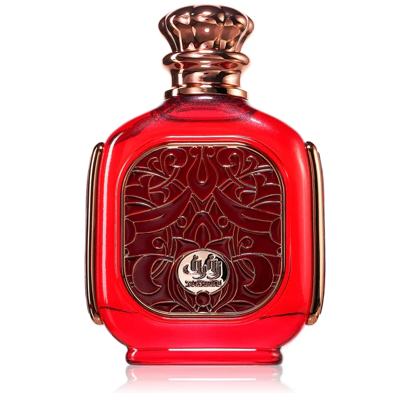 Frasco vermelho decorativo de perfume com tampa cobre