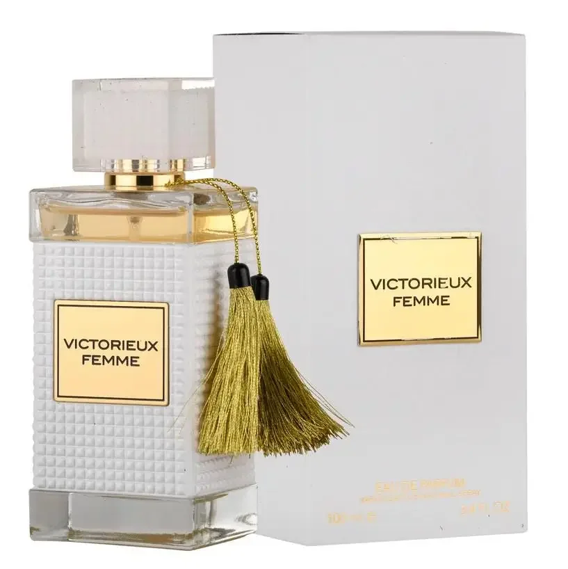Frasco de perfume VICTORIEUX FEMME com caixa branca