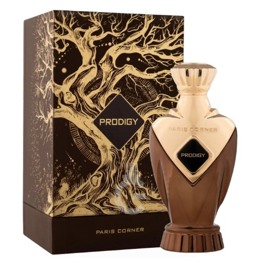 Frasco de perfume PRODIGY com caixa decorada em castanho e dourado