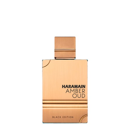 Perfume Haramain Amber Oud Black Edition garrafa cobre metálico