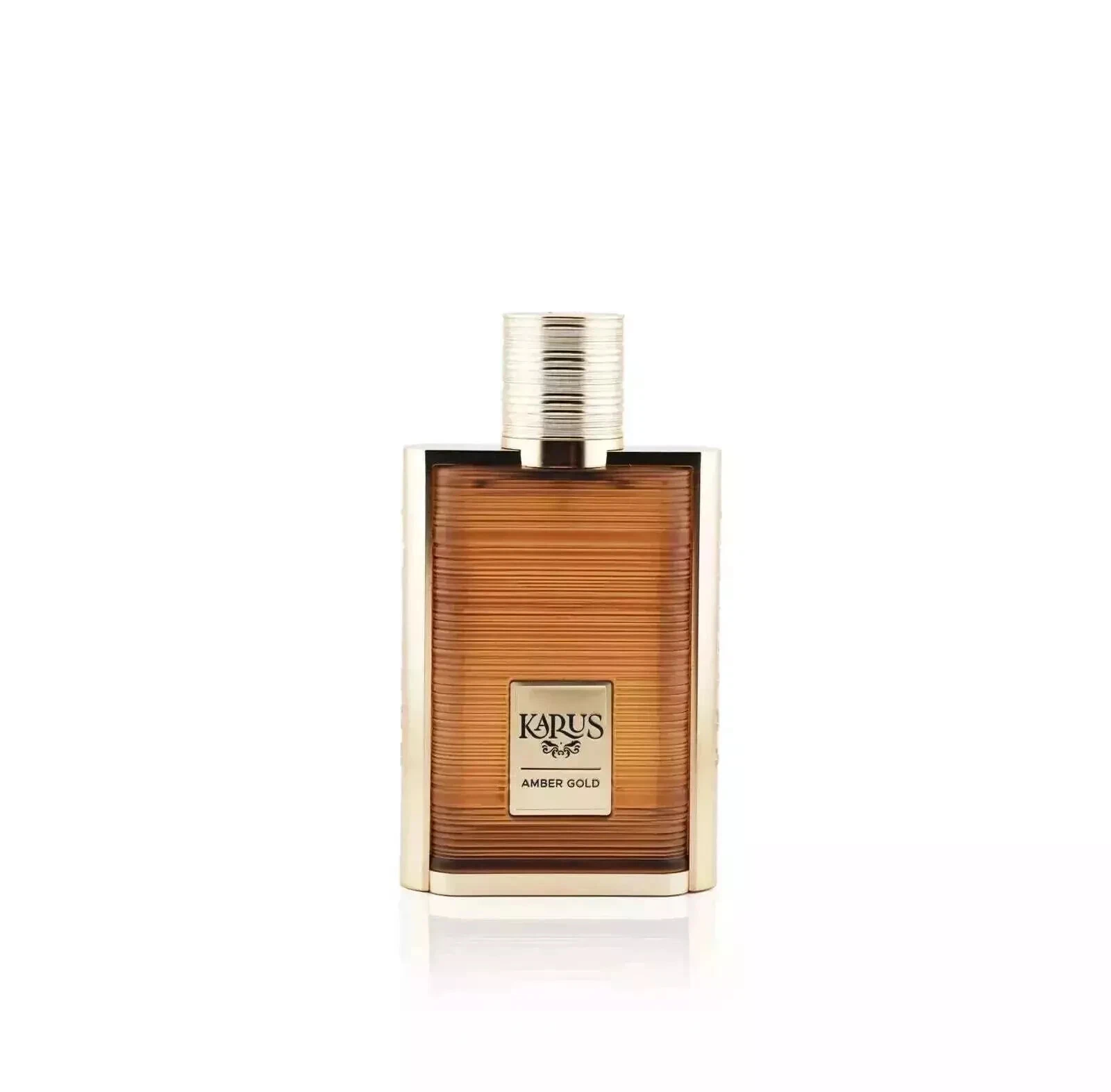 Frasco de perfume âmbar KARUS AMBER GOLD com tampa prateada