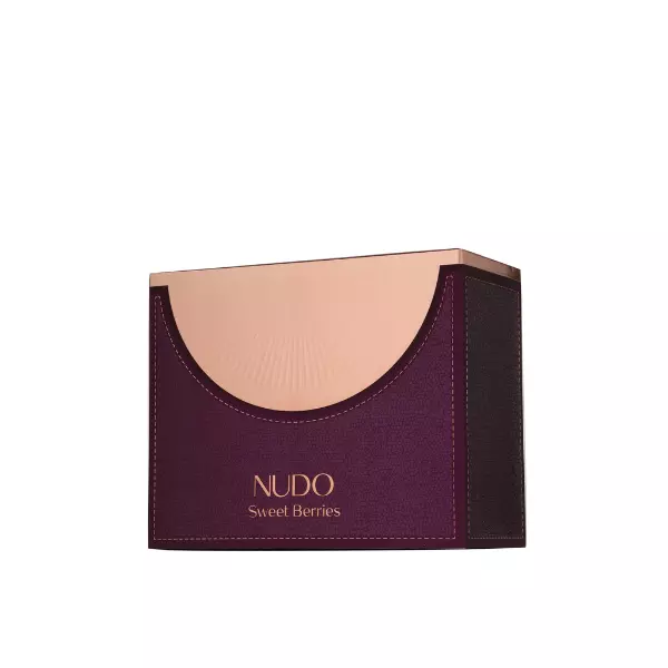 Embalagem para produto NUDO Sweet Berries em rosa claro e roxo escuro