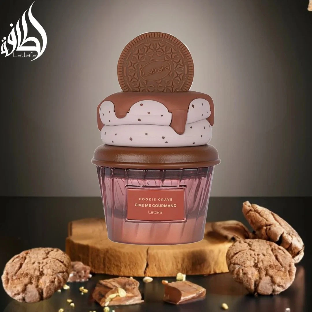 Frasco decorativo para produto cosmético com tampa em forma de cookie e creme