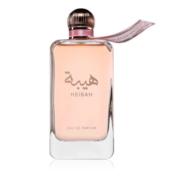 Frasco de perfume HEIBAH Eau de Parfum com líquido cor de rosa claro