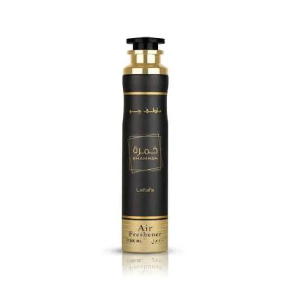 Frasco aerossol preto e dourado de ambientador de 300ml