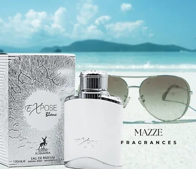 Perfume MAZZE Expose Blanc com óculos de sol na praia