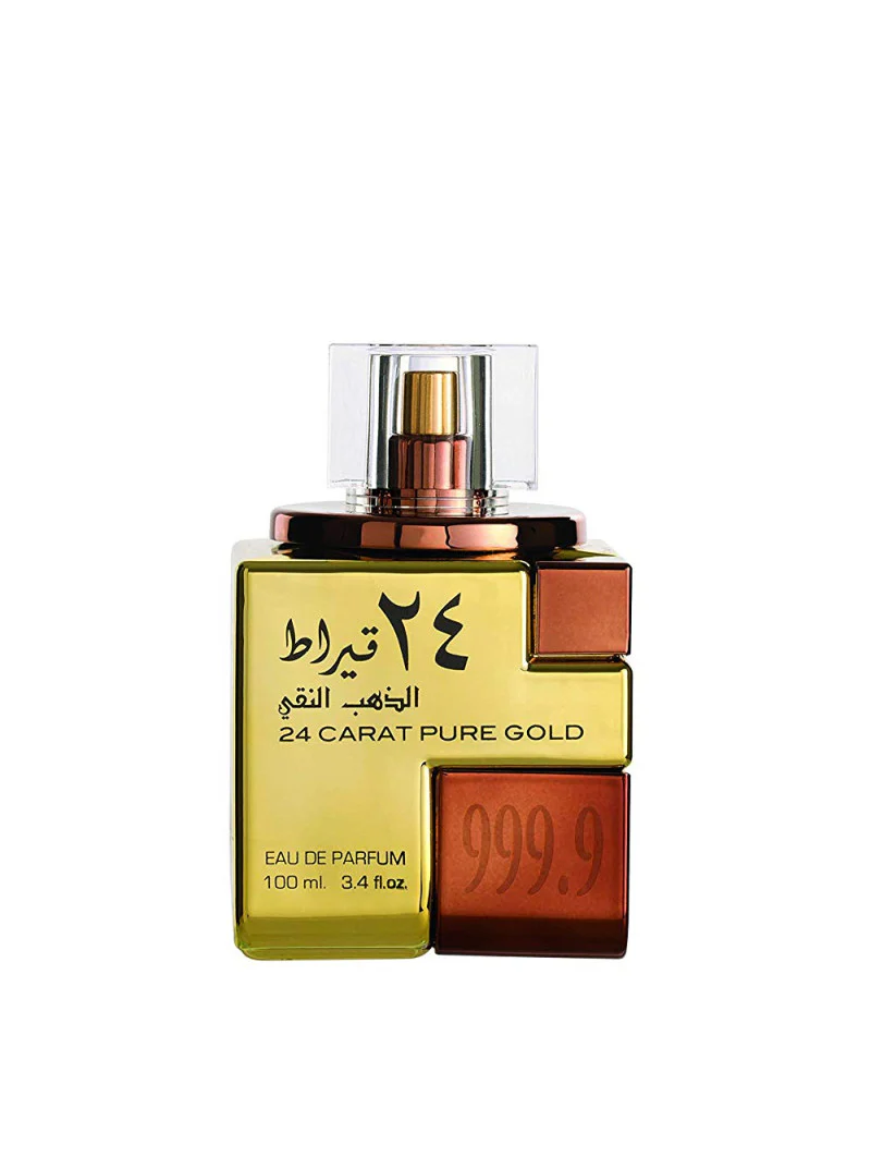 Frasco de perfume 24 CARAT PURE GOLD com tampa transparente
