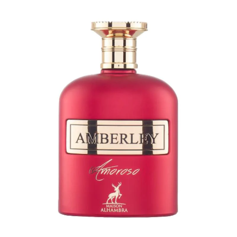 Frasco de perfume vermelho e dourado AMBERLEY Amoroso MAISON ALHAMBRA