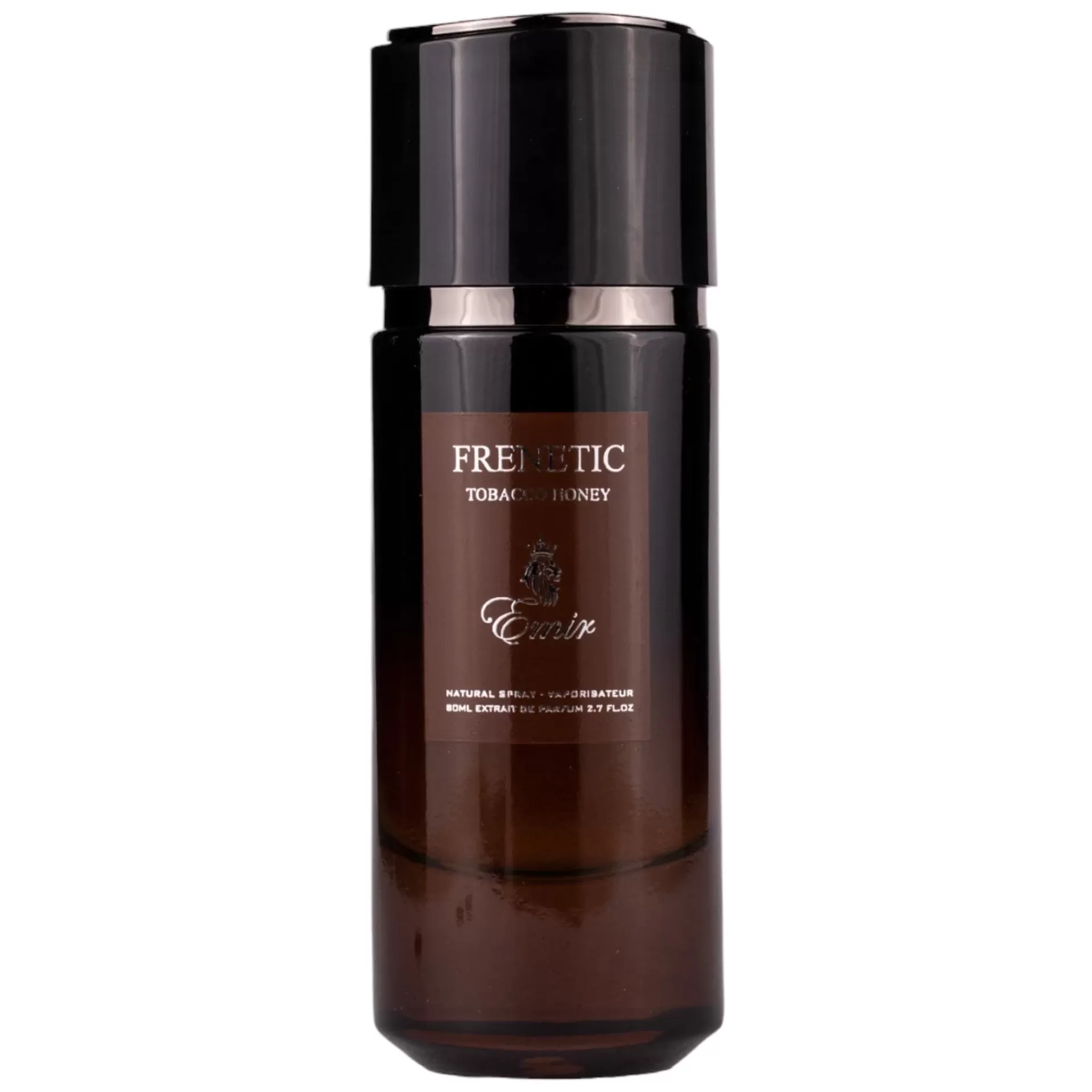 Frasco de perfume Freestic Tobacco Honey castanho com tampa preta