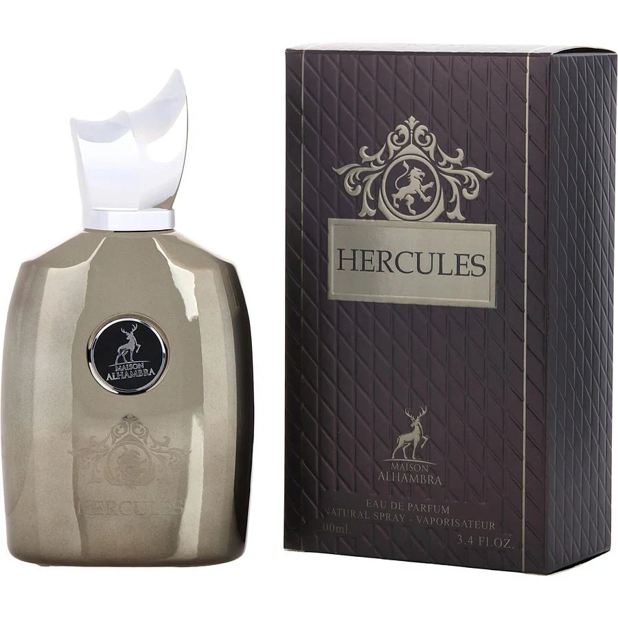 Frasco de perfume dourado Hermes com caixa castanha