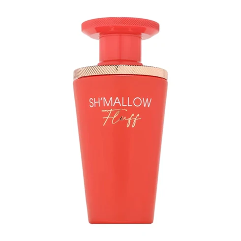 Frasco de perfume vermelho SHMALLOW Fluff com tampa redonda e detalhes dourados