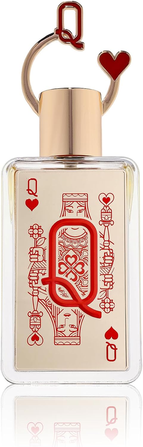 Perfume com design da Dama de Copas em frasco transparente