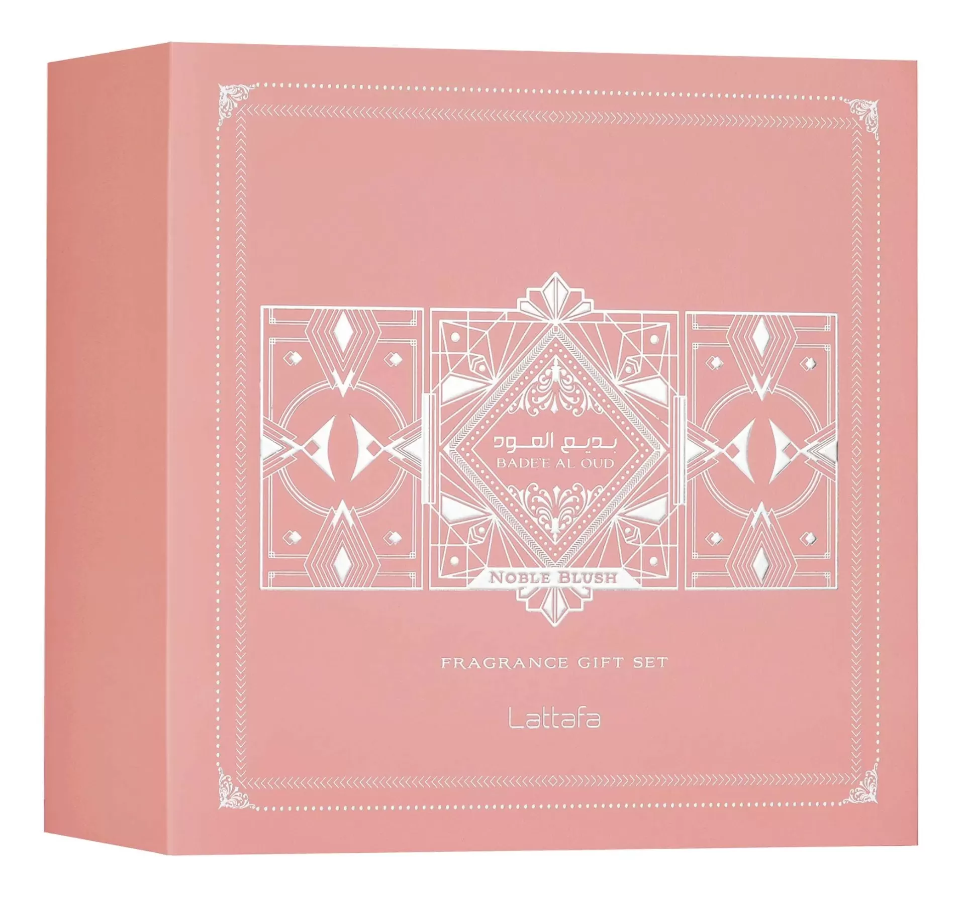 Conjunto de presente de fragrância Lattafa Noble Blush em embalagem rosa