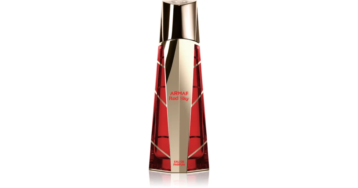 Frasco de perfume ALPHAS Red Fire em vidro vermelho com tampa prateada