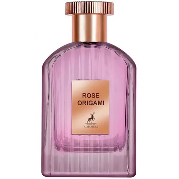 Frasco de perfume Rose Origami cor-de-rosa com tampa dourada