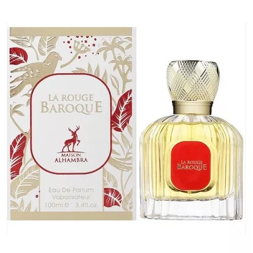 Frasco de perfume La Rouge Baroque da Maison Alhambra com caixa decorada