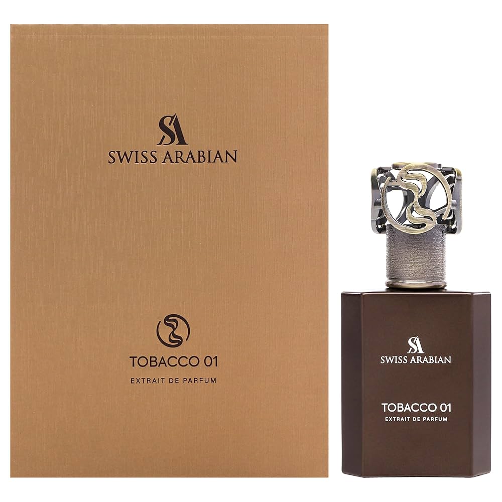 Perfume Swiss Arabian Tobacco 01 com embalagem castanha