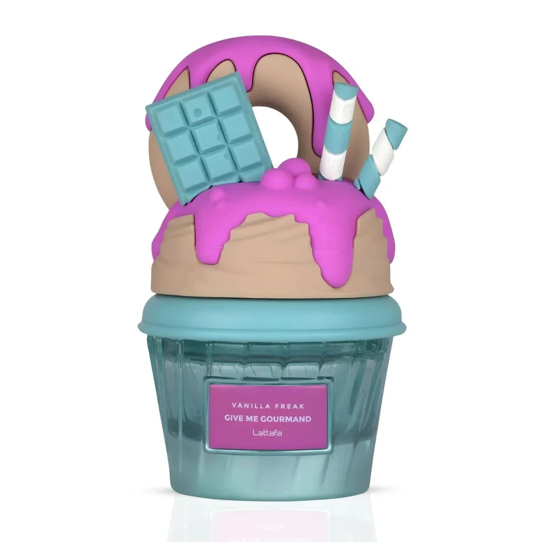 Frasco de perfume decorativo com tampa em forma de donut e chocolate em silicone.