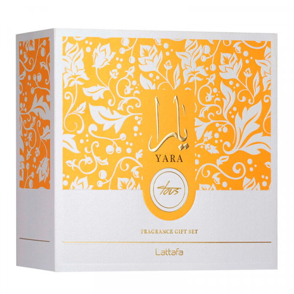 Caixa de presente fragrância YARA TODS Lattafa com design amarelo e branco