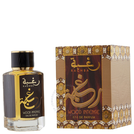 Frasco de perfume Raghba Wood Intense com caixa decorativa