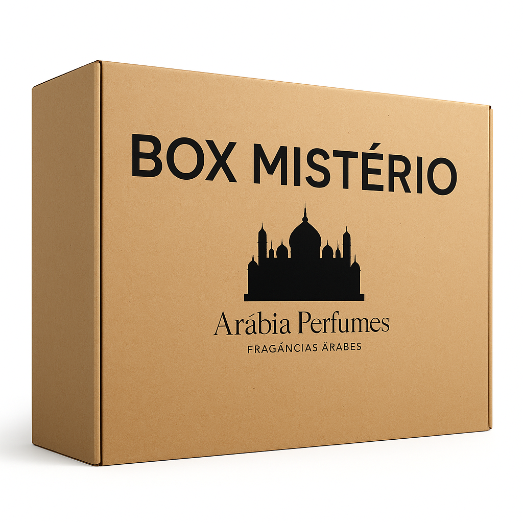 Caixa de cartão marrom com texto 