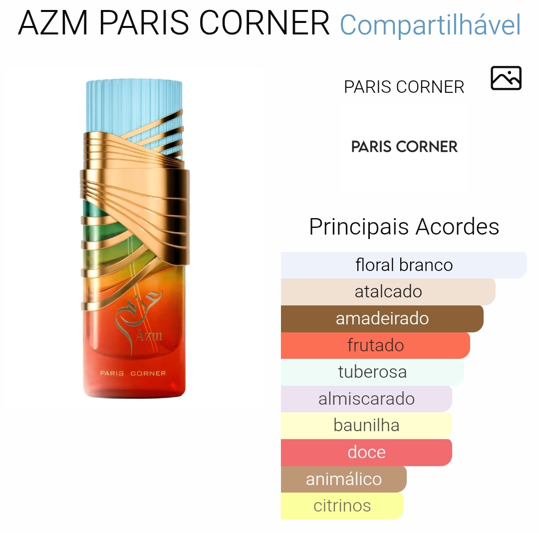 Frasco multicolorido de perfume com detalhes dourados azuis, verdes, amarelos e vermelhos.