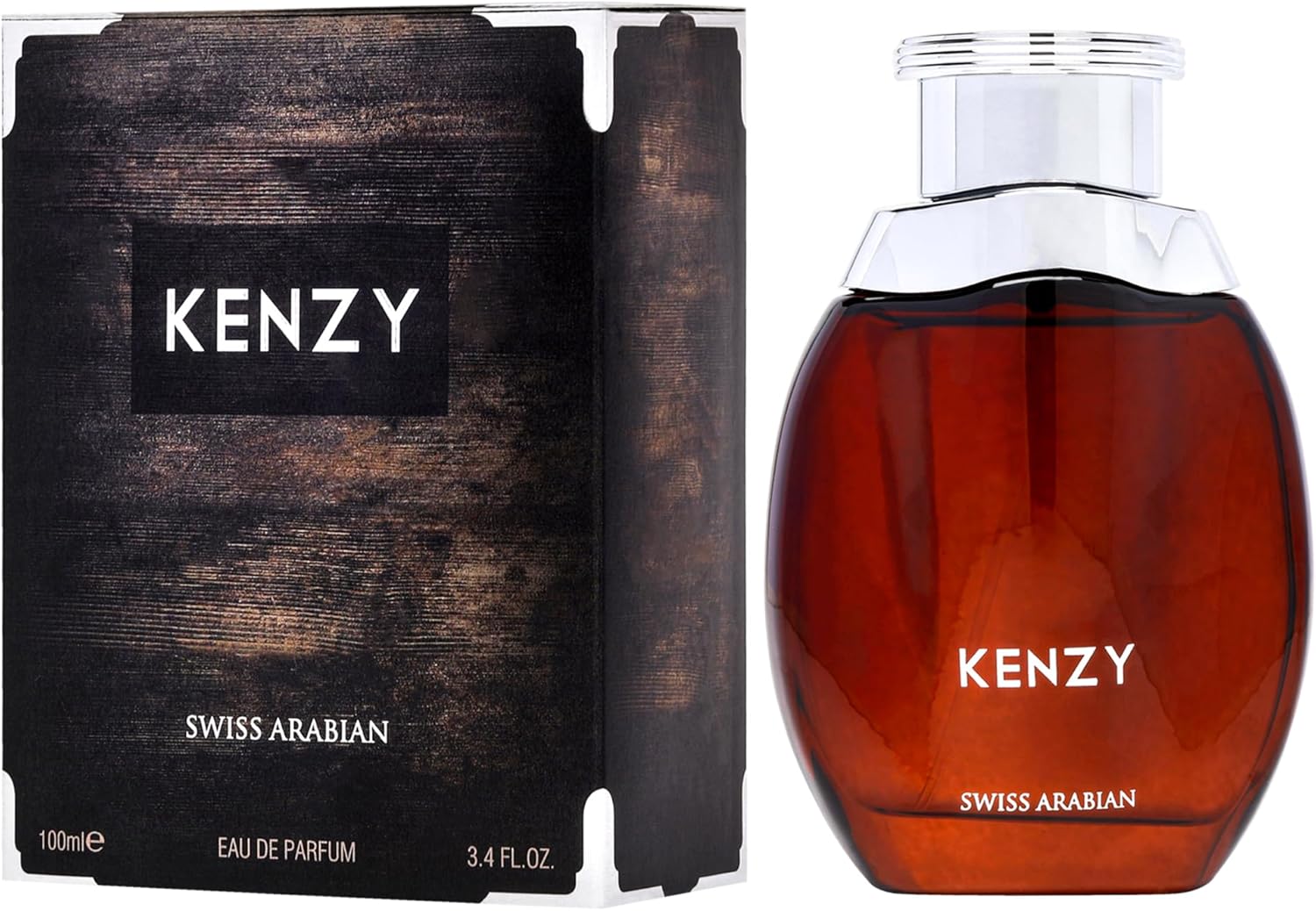 Frasco de perfume castanho e caixa preta texturizada