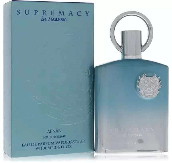 Frasco e caixa de perfume masculino Afnan Supremacy in Heaven azul degradê