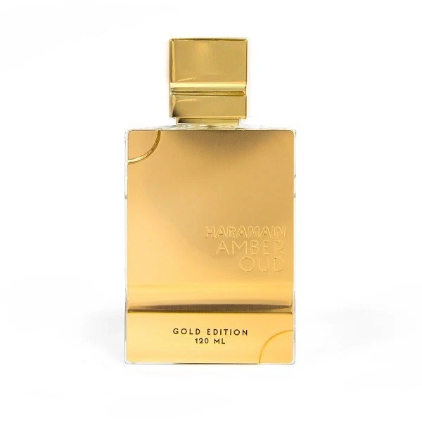 Frasco dourado de perfume Haramain Amber Oud Gold Edition 120 ML