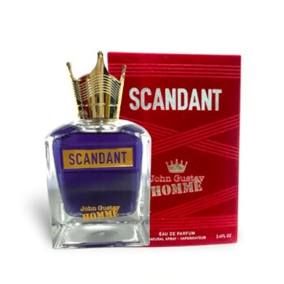 Frasco de perfume Scandant John Gustay Homme com caixa vermelha