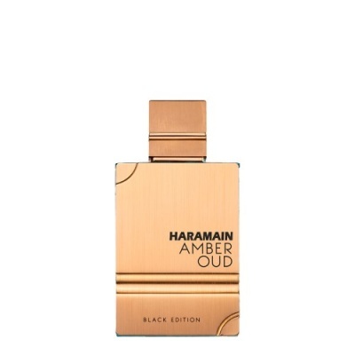Perfume Haramain Amber Oud Black Edition garrafa cobre metálico