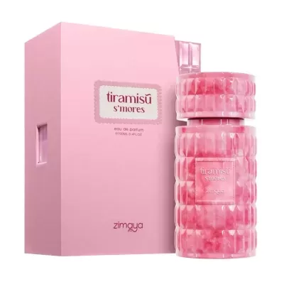 Frasco e caixa de perfume rosa tiramisú smores