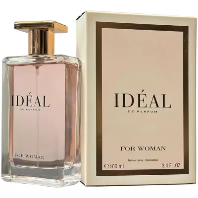 Frasco de perfume IDÉAL FOR WOMAN com caixa ao lado